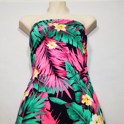 Tropical Foliage Print Nylon Spandex Fabric - Lightweight & Vibrant
