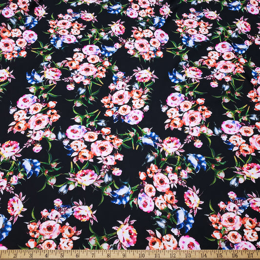 Romantic Flowery Print 4-Way Stretch Nylon Spandex Fabric