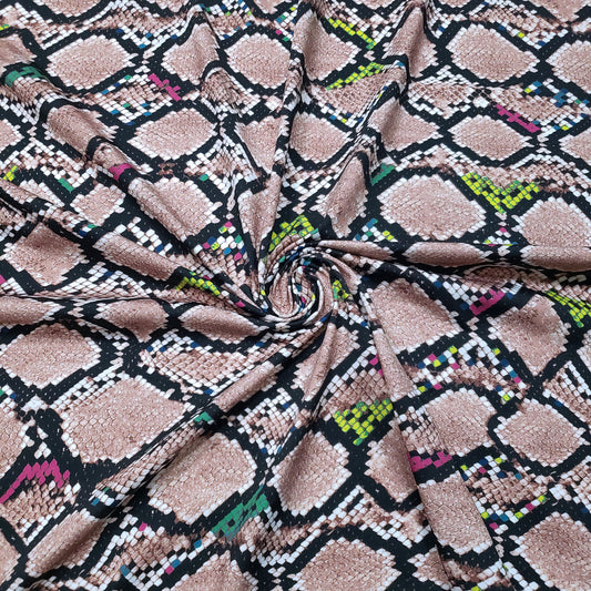 Light Brown Snakeskin Print 4-Way Stretch Nylon Spandex Fabric Swimsuit Fabric