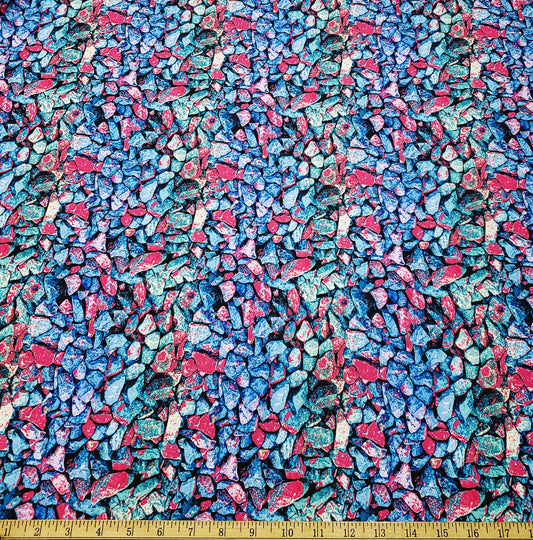 Underwater River Rocks Print 4-Way Stretch Nylon Spandex Fabric Swimsuit Fabric
