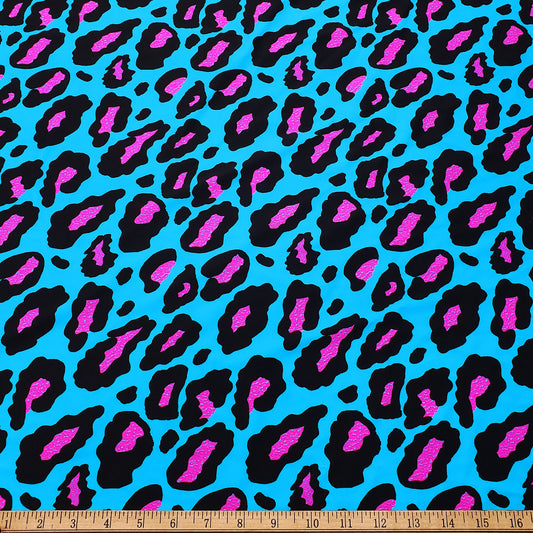 Hot Pink and Black Leopard Print 4-Way Stretch Nylon Spandex Swimsuit Fabric