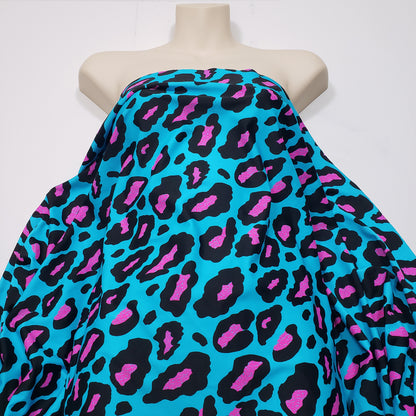 Hot Pink and Black Leopard Print 4-Way Stretch Nylon Spandex Swimsuit Fabric