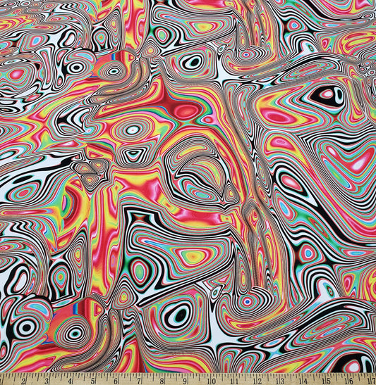 Vibrant Fiery Psychedelic Lava Swirls Nylon Spandex Fabric