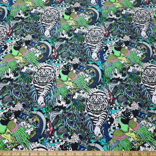 Chinese Supernatural Spirits 4-Way Stretch Nylon Spandex Fabric