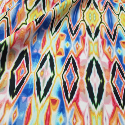Psychedelic Stained Glass Ikat Print 4-Way Stretch Nylon Spandex Fabric