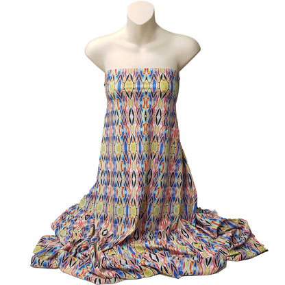 Psychedelic Stained Glass Ikat Print 4-Way Stretch Nylon Spandex Fabric