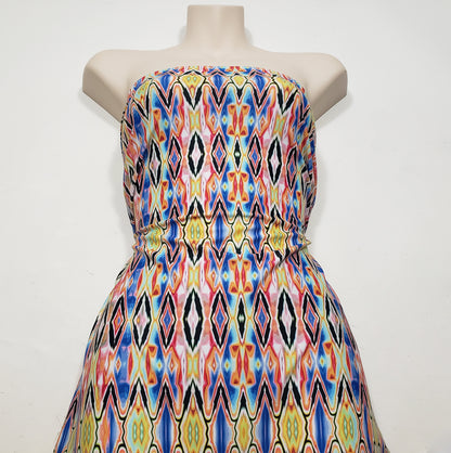 Psychedelic Stained Glass Ikat Print 4-Way Stretch Nylon Spandex Fabric