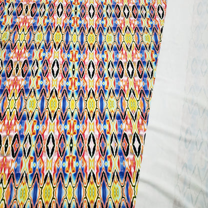 Psychedelic Stained Glass Ikat Print 4-Way Stretch Nylon Spandex Fabric