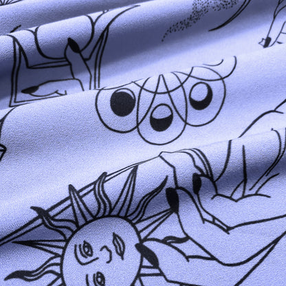 Rich Lavender Mist Pebble Crepe de Chine Fabric - Mystical Magical Spiritual Print