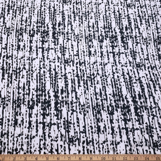 Abstract Black and White Print Lightweight Cotton Spandex Fabric
