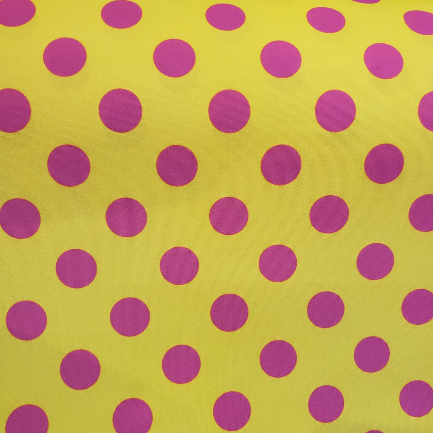Bright Lemon Yellow & Hot Pink Polka Dot 4-Way Stretch Nylon Spandex Swimsuit Fabric
