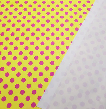 Bright Lemon Yellow & Hot Pink Polka Dot 4-Way Stretch Nylon Spandex Swimsuit Fabric