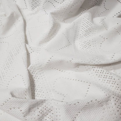 Off White Faux Crochet 4-Way Stretch Nylon Spandex Fabric