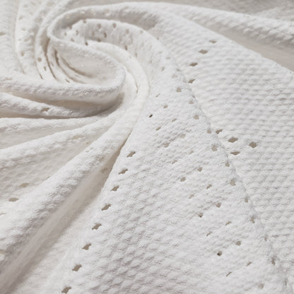 Off White Faux Crochet 4-Way Stretch Nylon Spandex Fabric