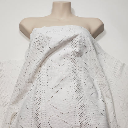 Off White Faux Crochet 4-Way Stretch Nylon Spandex Fabric