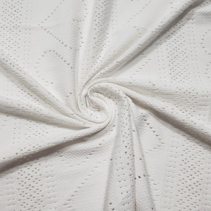 Off White Faux Crochet 4-Way Stretch Nylon Spandex Fabric