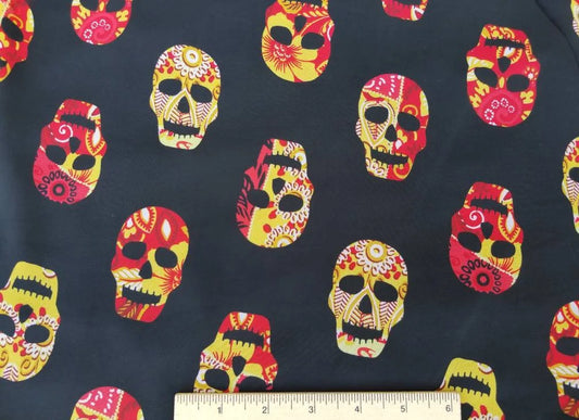 Mexican Skulls Print Chiffon