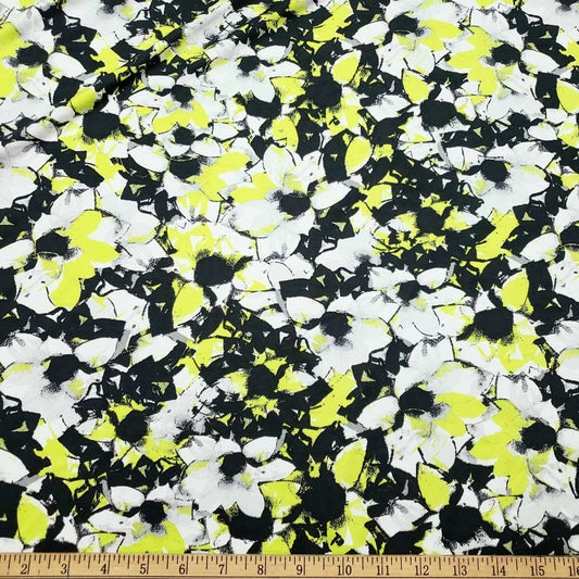Gray and Lime Green Abstract Flowers Swimsuit Fabric
