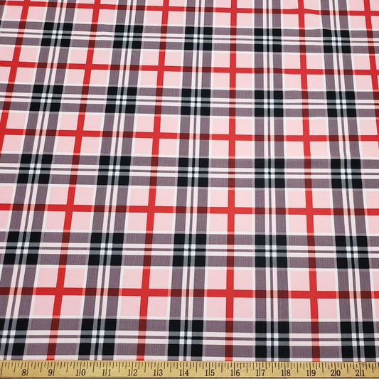 Red, Pink, Black and White Plaid Swimsuit Nylon Spandex Fabric