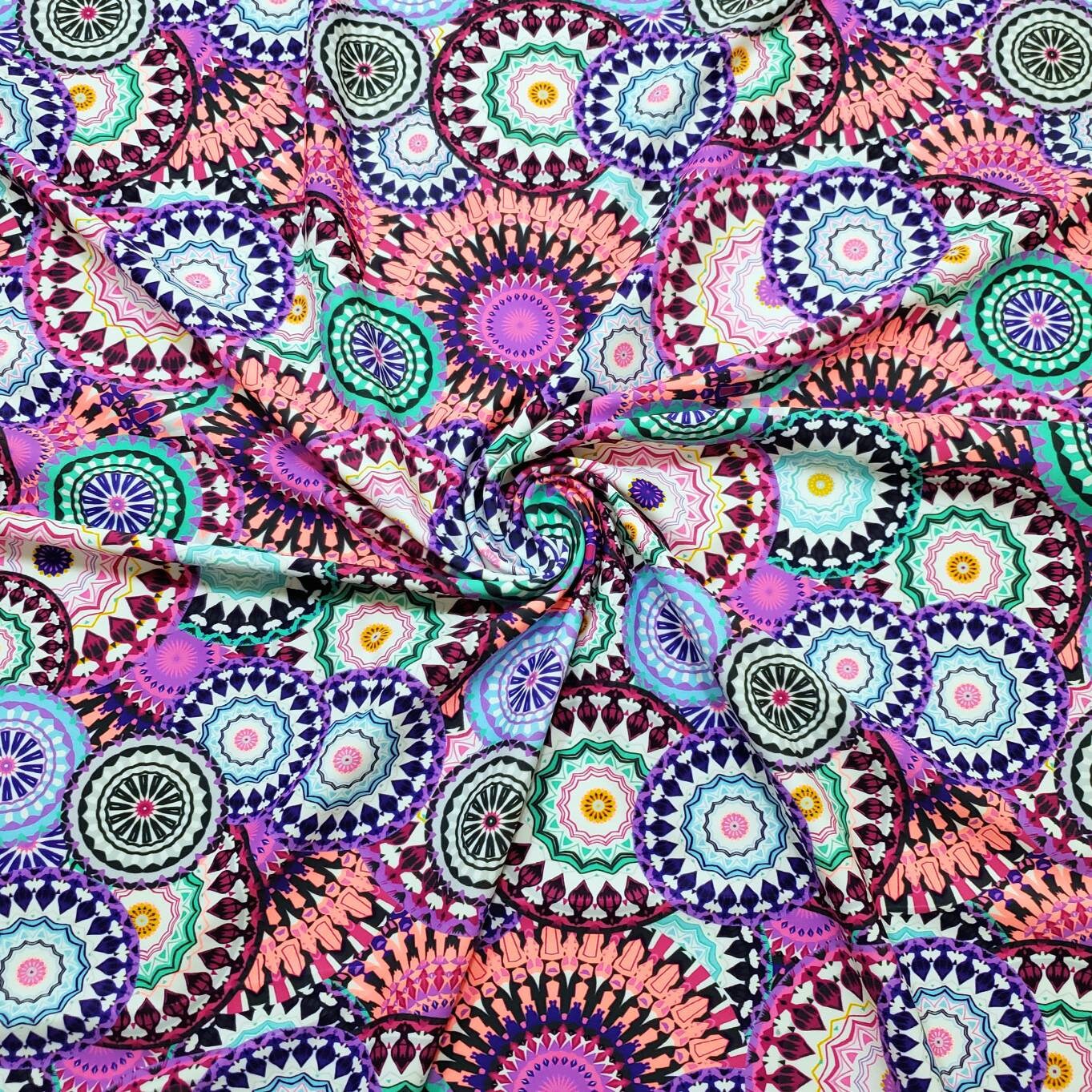 Beautiful Mandalas UV/Blacklight Reactive Swimsuit Nylon Spandex Fabric