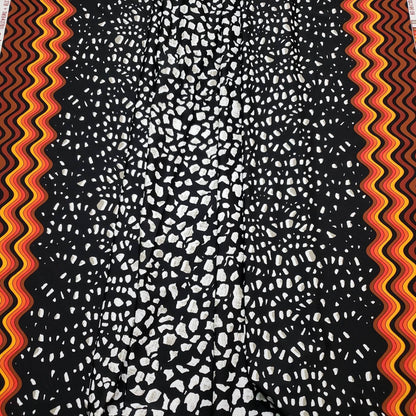 Abstract Rocks and Orange Border Waves Print Bikini Swimsuit Nylon Spandex Fabric