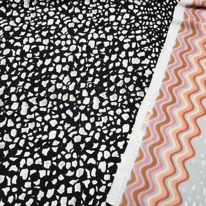 Abstract Rocks and Orange Border Waves Print Bikini Swimsuit Nylon Spandex Fabric