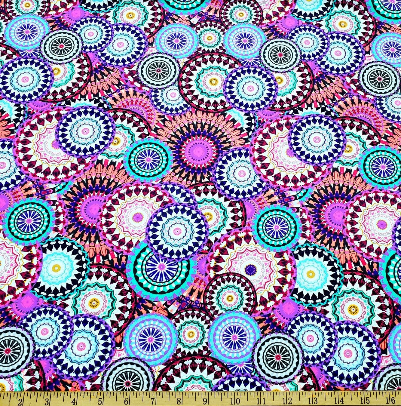 Beautiful Mandalas UV/Blacklight Reactive Swimsuit Nylon Spandex Fabric