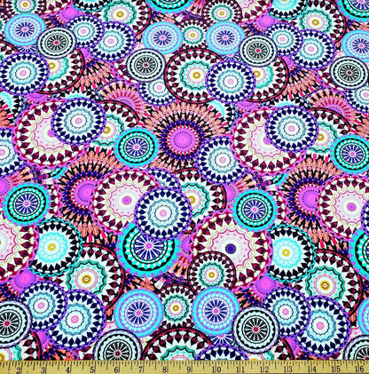Beautiful Mandalas UV/Blacklight Reactive Swimsuit Nylon Spandex Fabric