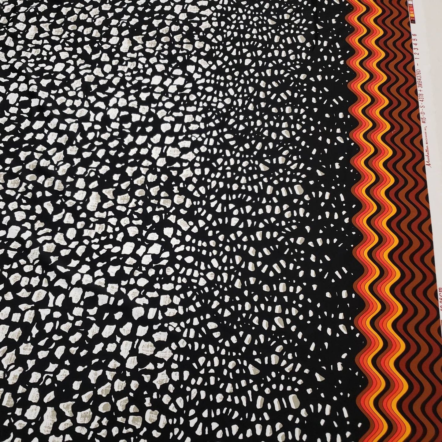 Abstract Rocks and Orange Border Waves Print Bikini Swimsuit Nylon Spandex Fabric