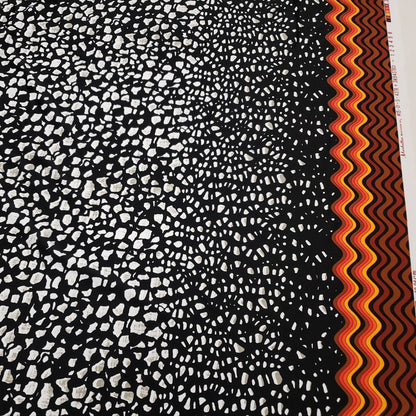 Abstract Rocks and Orange Border Waves Print Bikini Swimsuit Nylon Spandex Fabric