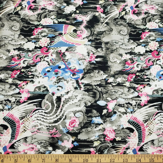 Fantasy Phoenix in Abstract Skies Swimwear Nylon Spandex Fabric