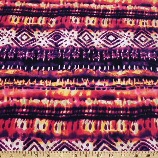 Lightweight Ethnic Print Poly Spandex Fabric