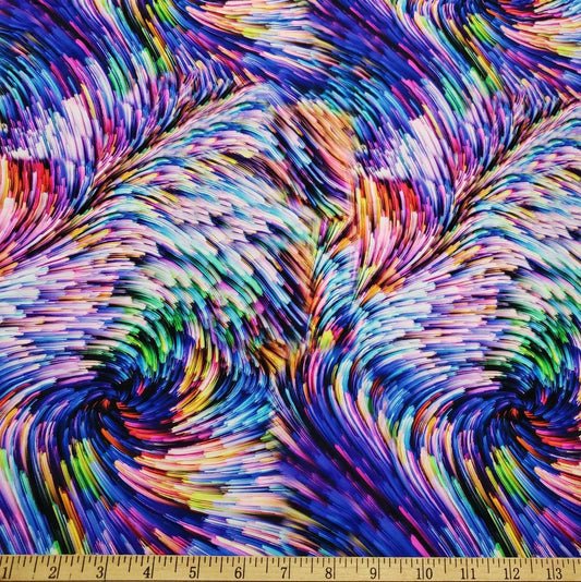 Long Exposure Lights Print Nylon Spandex Fabric