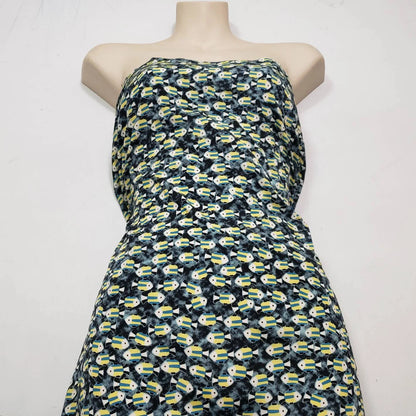 Small Fish Print Polyester Non Stretch Fabric