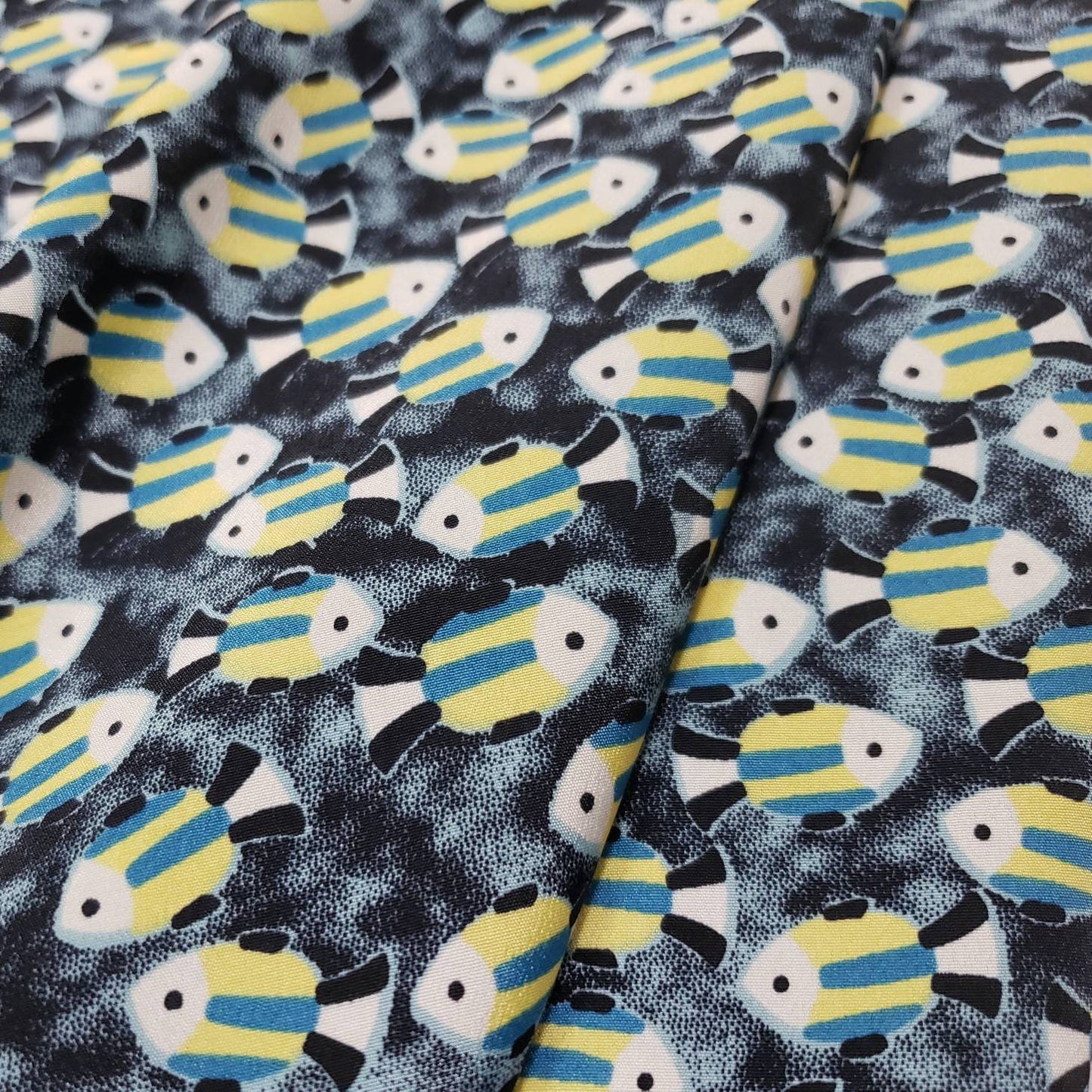 Small Fish Print Polyester Non Stretch Fabric