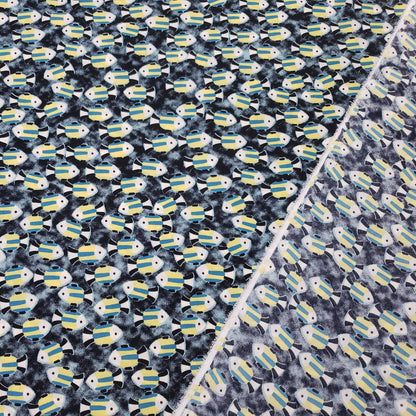 Small Fish Print Polyester Non Stretch Fabric