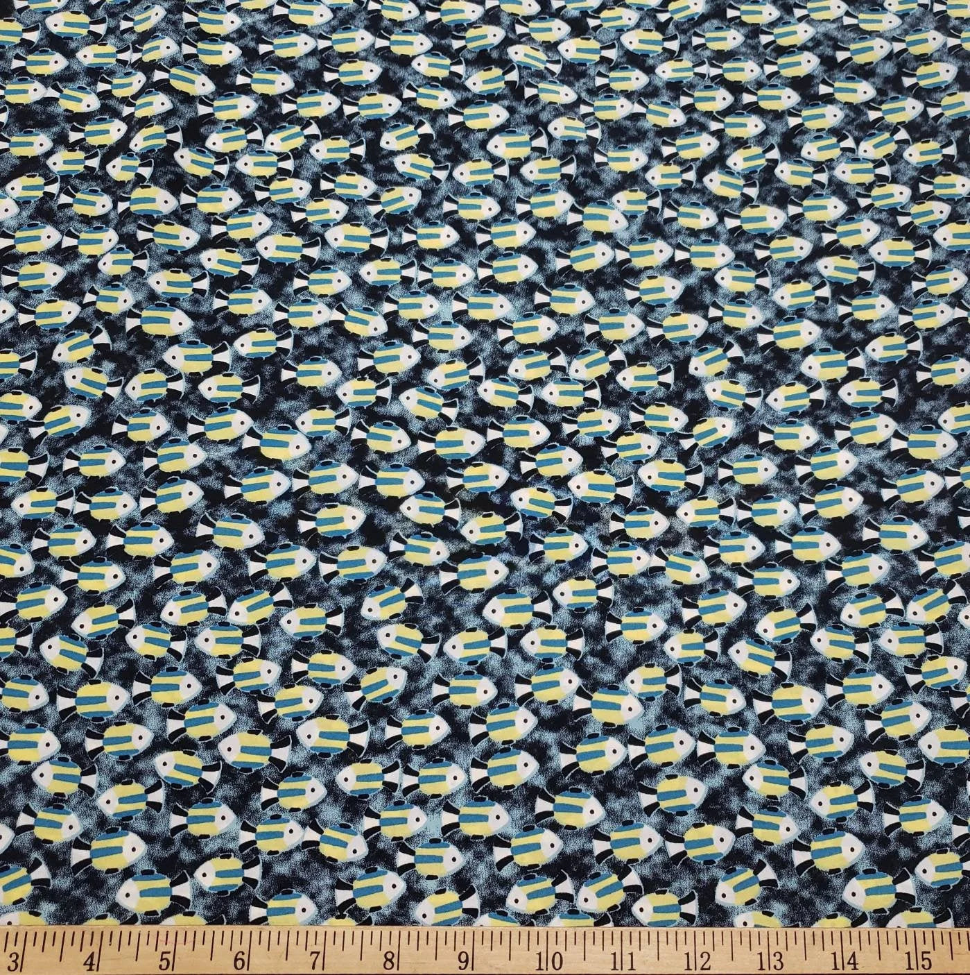 Small Fish Print Polyester Non Stretch Fabric
