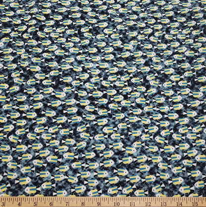 Small Fish Print Polyester Non Stretch Fabric