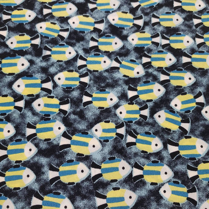 Small Fish Print Polyester Non Stretch Fabric