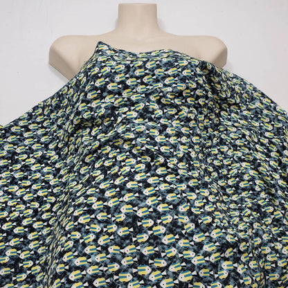 Small Fish Print Polyester Non Stretch Fabric