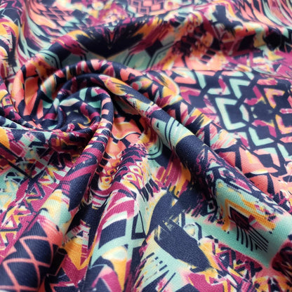 Abstract Tribal 2-Way Stretch Nylon Spandex Fabric