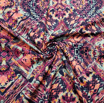 Abstract Tribal 2-Way Stretch Nylon Spandex Fabric