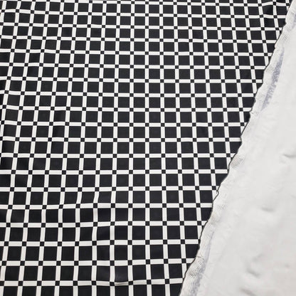 Monochrome Grid Squares 4-Way Stretch Nylon Spandex Fabric