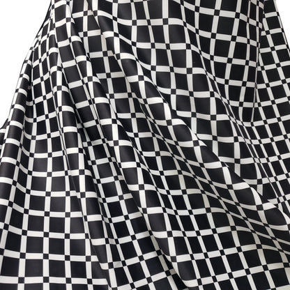 Monochrome Grid Squares 4-Way Stretch Nylon Spandex Fabric