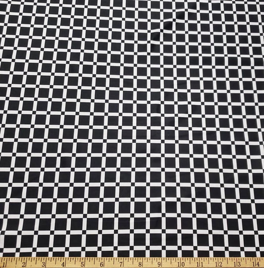 Monochrome Grid Squares 4-Way Stretch Nylon Spandex Fabric